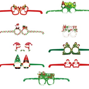 Set of 9 colorful Christmas party paper glasses with Santa, Snowman and Reindeer designs