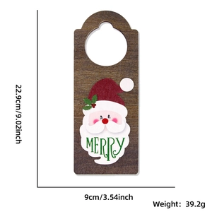 Wooden Christmas door hanger featuring Santa Claus with Merry text and size details