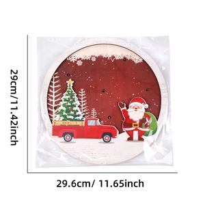 LED wooden Christmas sign featuring Santa and a red truck, 29cm festive wall hanging decor