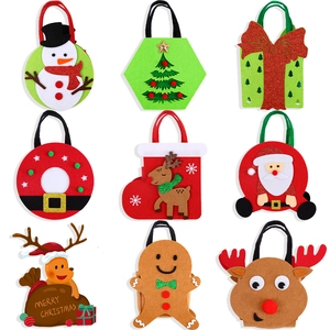 Christmas Gift Bag Non Woven Fabric Cartoon Santa Snowman Reindeer Pattern Handle Pouch For Holiday Party Favors Candy Bags