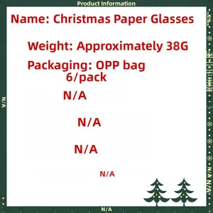 Tableau détaillé des tailles pour lunettes de Noël en papier avec dimensions et poids