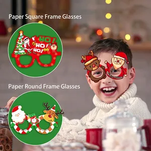Set de gafas navideñas de papel con diseños de Papá Noel y renos para fiestas