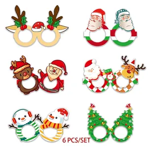 Lot de 6 lunettes de Noël festives en papier 3D avec motifs Père Noël et rennes variés