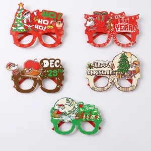 Pack de 5 lunettes de Noël en papier avec motifs Père Noël et renne pour photos de fête