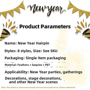 Detailed product parameter chart for New Year party headbands with material specifications