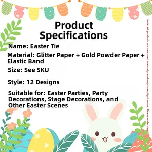 Detailed chart showing Easter ties made of glitter paper with elastic band for parties