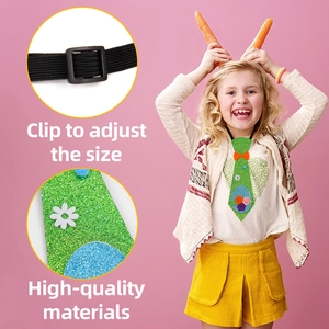 Adjustable green glitter Easter tie for kids with colorful egg and flower details