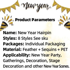 New Year party hair clips with feathers and sequins in 8 festive styles for celebrations