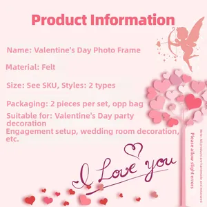 Detailed product info for felt Valentine picture frames set of two in OPP bag