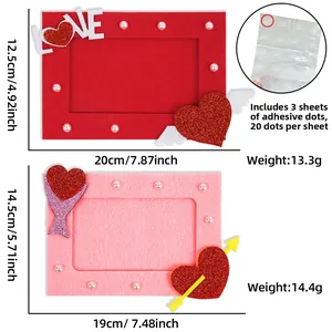 Felt Valentine's Day photo frame set with LOVE lettering and heart designs in red and pink
