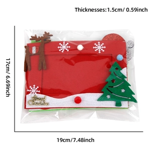 Detail view of Christmas DIY felt photo frame with reindeer and snowflake motifs