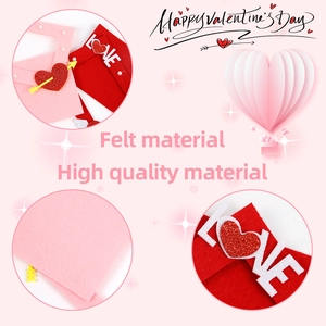 Felt Valentine's LOVE photo frame with glitter hearts and pearl details for wedding decor