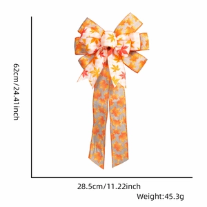 Detailed size parameters of the 62cm autumn maple leaf decorative bow for Thanksgiving