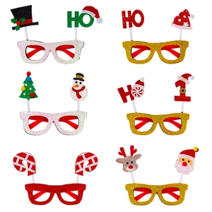 Christmas Glitter Party Glasses Frame With Spring For Kids Adults Xmas Tree Elk Santa Claus Holiday Decoration Props