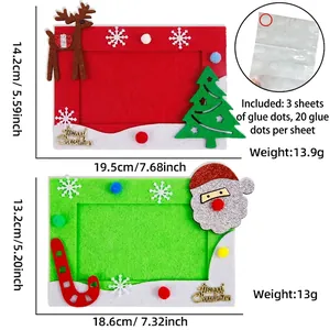 DIY Christmas non-woven felt photo frames with reindeer and Santa Claus designs