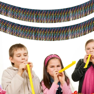 Close-up of rainbow star fringe curtain for festive party background decorations