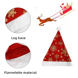 Klassische rote Weihnachtsmütze aus Vlies mit goldener Schneeflocke und weißem Plüsch