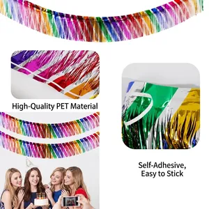Rainbow foil fringe banner made of premium PET material for party backdrop decoration