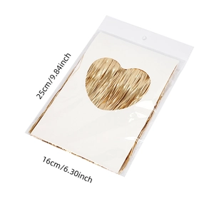 Detail of gold matte fringe foil banner in OPP packaging for party decoration, 25x16cm