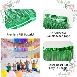 Rideau à franges laser pour décoration de fête avec bande adhésive en PET
