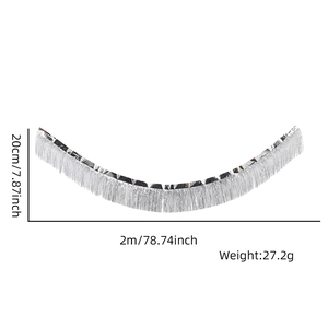 Glossy silver foil fringe curtain 2m long for party birthday and wedding decoration