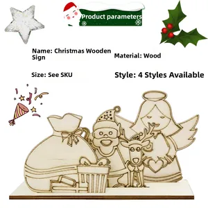 Detailed specifications table of wooden Christmas desk ornaments with Santa and Reindeer