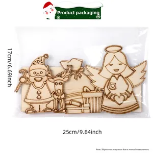 DIY Christmas wooden ornaments set featuring laser-cut Santa and reindeer in packaging