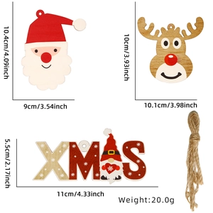 Set decorazioni natalizie in legno con Babbo Natale, renna e scritta XMAS