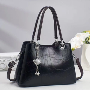 Sac à Main pour Femme en Cuir PU Motif Crocodile Gaufré Sac Cabas Sac à Bandoulière Avec Pendentif en Métal Künstliche Perle Grande Capacité Sac à Main Décontracté pour Femme