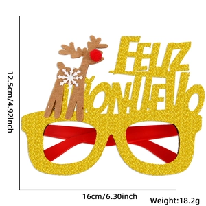 Glitzernde Feliz Año Nuevo Brille mit Rentier- und Schneeflocken-Deko für Weihnachten