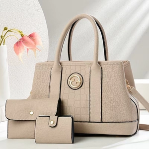 PU Leather Crocodile Pattern Tote Handbag With Wallet And Card Holder Elegant Urban Style Crossbody Shoulder Bag Women