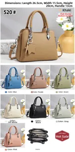Litchi pattern leather handbags in various colors with star charm and removable strap
