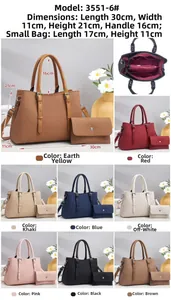 Internal view of the large tote showing red lining and 8 color options for women