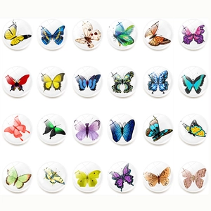 Crystal Glass Butterfly Fridge Magnets Magnetic Refrigerator Stickers Round Glass Cabochons For Home Kitchen Office Decorative Magnets
