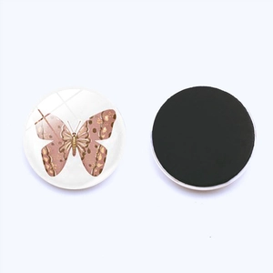 Colorful 25mm butterfly glass fridge magnets with strong magnetic back on white background