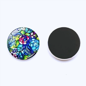 Creative 25mm glass fridge magnet set with vibrant floral patterns and strong magnetic backing