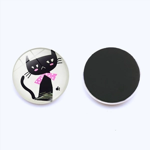 Artistieke abstracte zwarte kat glazen koelkastmagneet voor huisdecoratie 25mm rond