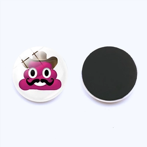 Aimant de frigo emoji violet avec chapeau de cowboy et moustache en verre de 25mm
