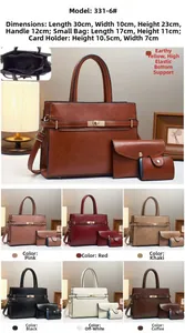 Three-piece set of structured tote bags with matching coin purse and card holder