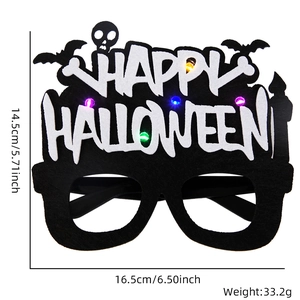 LED light-up Happy Halloween glasses with skull and bat elements for party costume decor
