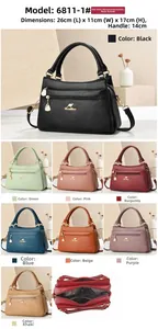 Detaillierte Ansicht der Damen Handtasche mit Litschimuster und mehreren Innenfächern