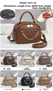 Detailed size specifications and color options for the textured crossbody shell bag