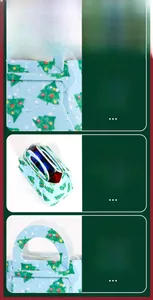 Detail of Christmas non-woven gift bag with festive tree print and thick handle