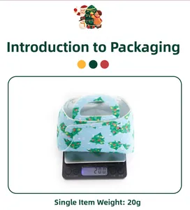 Christmas non-woven gift bag on digital scale showing a weight of 20 grams