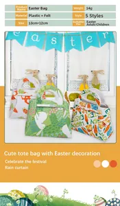 Detail showing 13x12cm dimensions for DIY Easter felt gift bags with rabbit designs