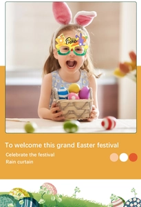 Detail of Happy Easter paper glasses with bunny and egg motifs for party celebrations