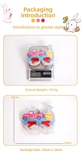 Easter paper glasses packaging details showing weight 18.5g and size 20x24cm