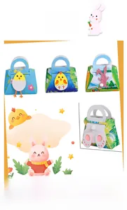 Detailed size view of colorful Easter 3D gift bags featuring chick and rabbit felt designs