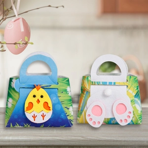 Easter felt gift bags with 3D chick and bunny designs for festive candy packaging