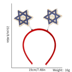 Dimensioni dettagliate della fascia Happy Passover con base rossa e stella di David